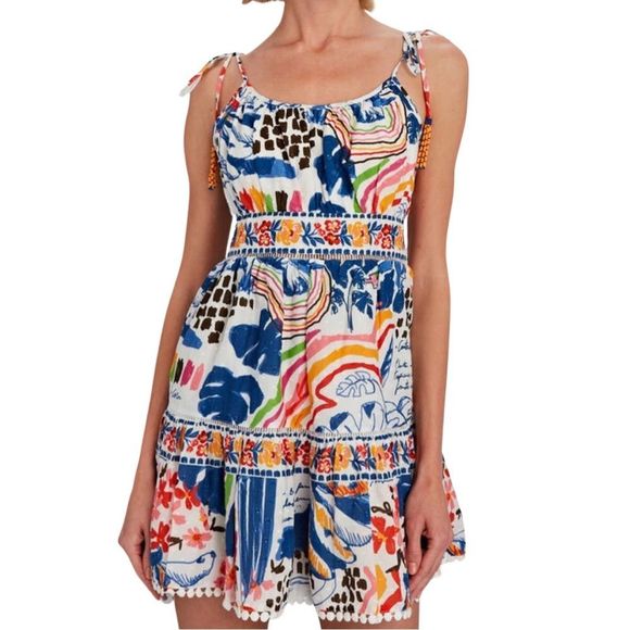 FARM Rio Dresses & Skirts - FARM RIO Wild Brazil Tie-Shoulder Cotton Mini Dress Size Small NWT